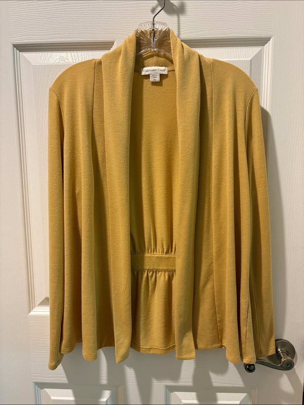 Coldwater Creek Women's Mustard Open-Front Draped Cardigan